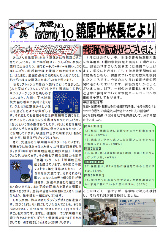 鏡原中校長だより