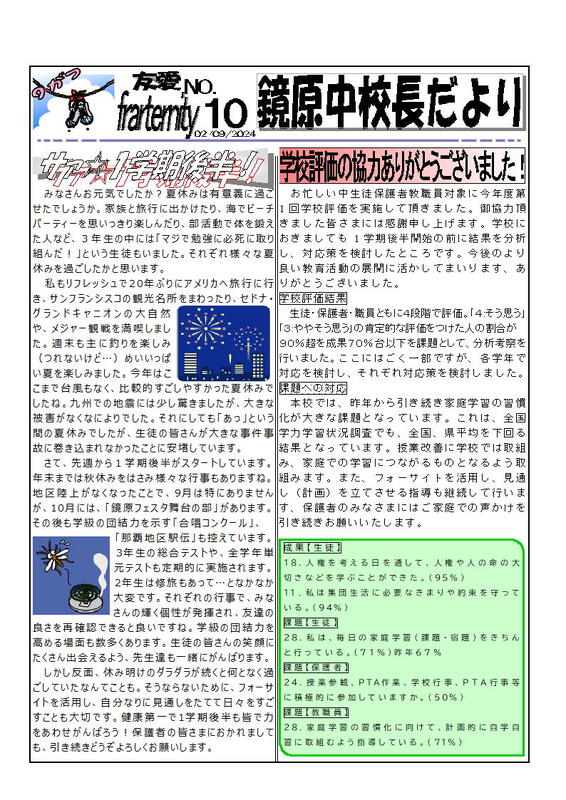 鏡原中校長だより